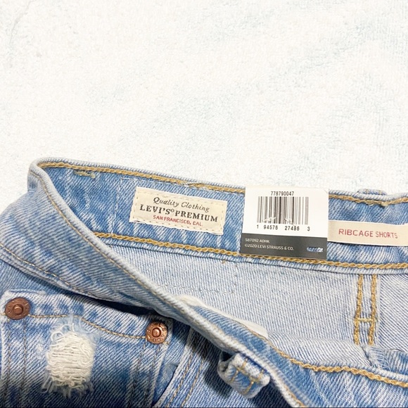 NEW Levi's Ribcage Denim Jean High Rise Shorts Tango Pulse Size 24 - Picture 7 of 8